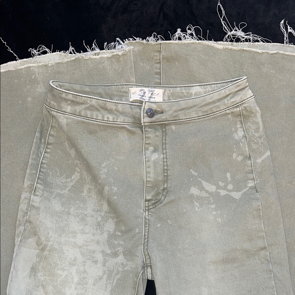 Free People Olive Green Flare Jeans